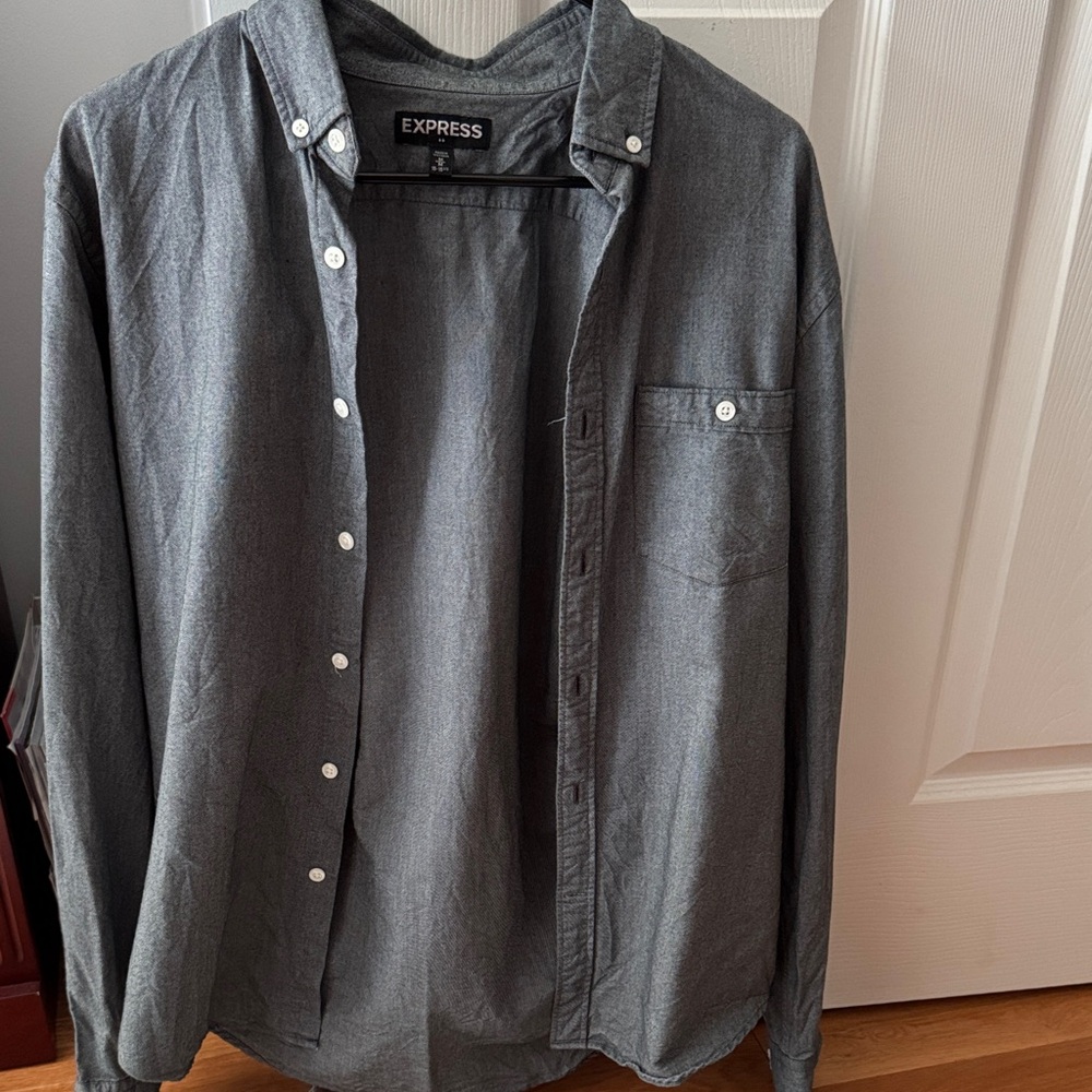 Express Men's Charcoal Button-Down Shirt